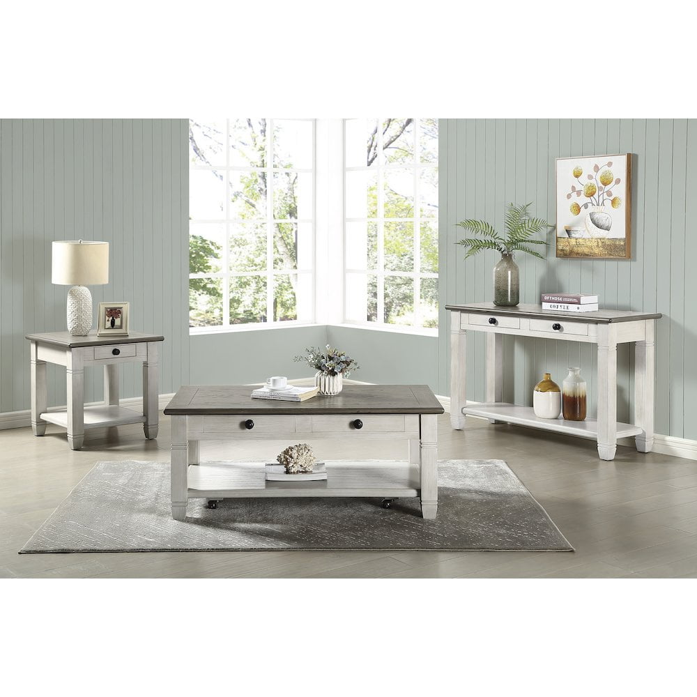 Lexicon Granby Wood 1 Drawer End Table in Antique White