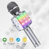 Wireless Karaoke Microphone for Kids, 4-in-1 Portable Handheld Karaoke Machine with Voice Disguiser, Perfect for Christmas, Home, and Birthday Parties(Silver)