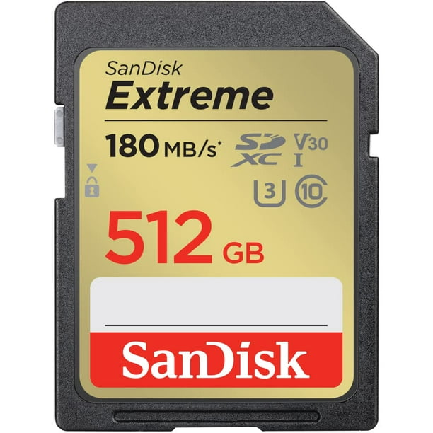 Tarjeta de memoria SanDisk Extreme SDXC 512GB UHS-I C10, U3, V30 4K