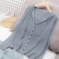 thumbnail image 2 of Kureaily Women's Loose Fitting Drop Shoulder Knitted Cardigan Hooded Top Lightweight Ice Silk Sun Outerwear For Layering Solid Color Cardigan, 2 of 4