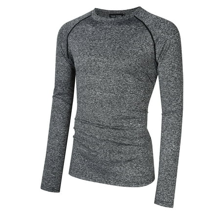 Skin Long Sleeve Compression Shirt - Men's Cool Dry Skin Fit Long Sleeve Compression Shirt Top