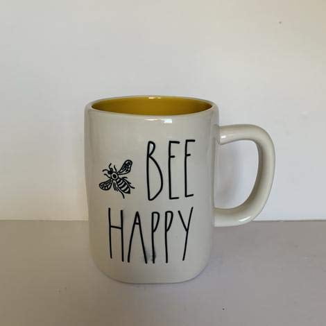Rae Dunn Tasse Abeille Heureuse - Intérieur Jaune - Édition Limitée 2020 - Céramique - Très rare!