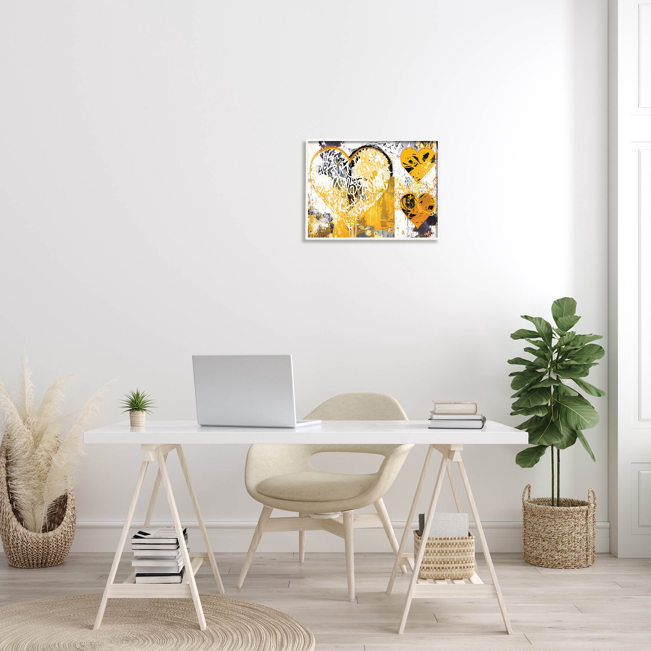 Stupell Industries Urban Paint Drip Graffiti Heart Shape Graphic Art White Framed Art Print Wall Art, Design by Porter Hastings