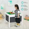 thumbnail image 4 of Gymax 2-in-1 Kids Double-sided Activity Building Block Table w/ Storage Drawers White, 4 of 10