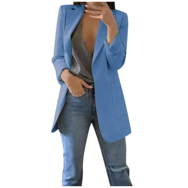 Femmes Workoffice Suit Solid Color Mode Blazer Veste à Simple Poitrine Tempérament Veste Extensible Tunique Confortable Cardigan Bouton vers le Bas Élégant Outwear