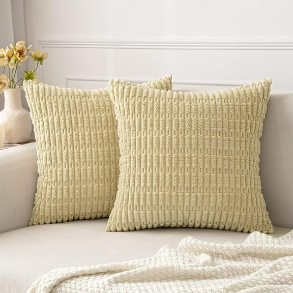 Wehilion Pack of 2 Corduroy Decorative Throw Pillow Covers Soft Boho Striped Pillow Covers Modern Farmhouse Christmas Home Decor for Sofa Living Room Couch Bed