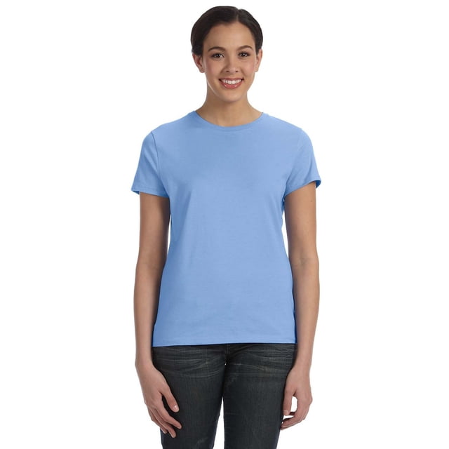 The Hanes Ladies 45 oz, 100% Ringspun Cotton nano-T T-Shirt - LIGHT BLUE - 2XL