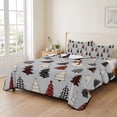 thumbnail image 2 of Quilts Full Size Bedding Set, Gray Christmas Lightweight Quilted Comforter, Xmas Trees Snowflakes Winter Rustic Soft Reversible Bedspread Coverlet with Pillow Covers for All Season, 78" x 90", 2 of 9