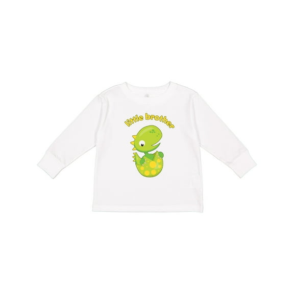 Inktastic Little Brother Dinosaur Boys Long Sleeve Toddler T-Shirt