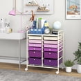 thumbnail image 4 of Gymax 12-Drawer Organizer Cart Rolling Storage Cart w/ 2 Sizes Plastic Drawers Purple, 4 of 10