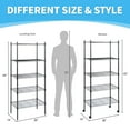 thumbnail image 5 of 5-Tier Shelving Units Adjustable,Wire Shelf with 1000 lbs Capacity with Wheels & Leveling Feet,Black, 5 of 6