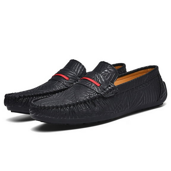 Men's Casual Loafers Slip On Leather Shoes Comfortable Lightweight Driving Shoes Male Moccasins Classic Penny Loafer Flats Boat Shoes Outdoor Walking Shoes