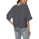 thumbnail image 3 of Camisas de lino para mujer, blusa con cuello en V y manga corta con botones en la parte delantera, Color puro, versión suelta, gris XXXL, 3 of 5