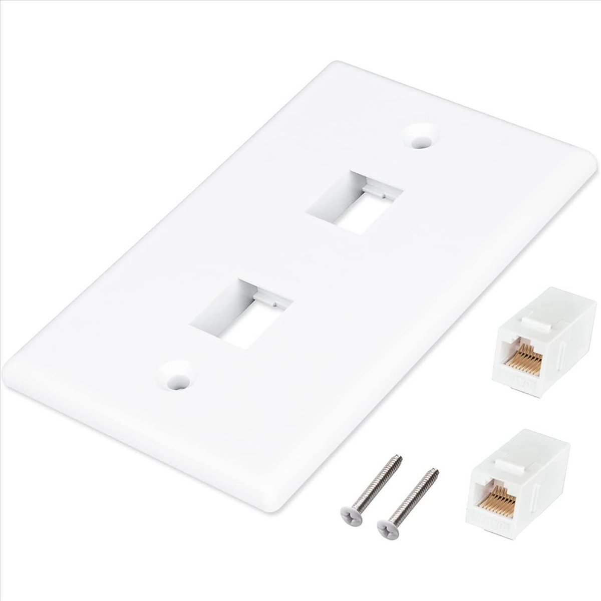 10 Pack 2 Port Ethernet Wall Plate, Cat6 Female to Female Wall Jack RJ45 Inline Coupler Wall Outlet, White