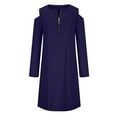 thumbnail image 5 of HBYJLZYG Dresses Sweatshirt Pullover Skirt, Fashion Women Casual Over Sized Zipper Off Shoulder Long Sleeve Dress Round-Neck Ladies Solid Color Dresses, 5 of 6