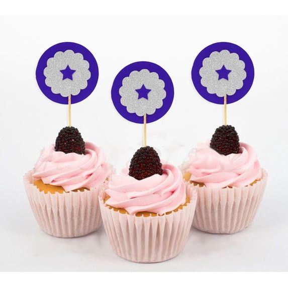 Darling Souvenir, Glitter star shape Cupcake Toppers, Wedding - Baby Shower Party Dessert Decorations - Pack Of 20