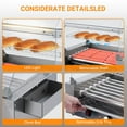 thumbnail image 3 of Yesurprise Hot Dog Machine 1650W 11 Rollers 30 Hot Dog Grill Cooker Machine with Warming CoverLED Lighting Removable Drip Tray Stainless Steel Hot Dog Roller for Commercial Use, 3 of 7