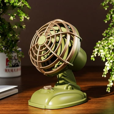 Retro USB Desk Fan,Small Desk Fan [with Strong Airflow & 2 Speeds & Quiet] Small Portable Desk Travel Fan Quiet for Home Office Bedroom Table Desktop Travel
