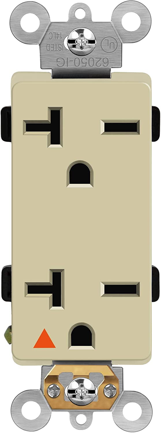 ENERLITES Isolated Ground Outlet, Industrial Grade Decorator Receptacle, 20A/250VA, 6-20R, 62050-IG-I, Ivory