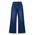 thumbnail image 4 of Idoravan Womens Wide Leg Jeans High Waisted Straight Leg Women High Street High Waist Splice Loose Straight Cut Cowboy Pants, 4 of 6