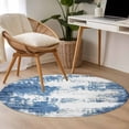 thumbnail image 5 of Abstract Mottled Texture Round Area&nbsp;Rug 3.3ft Gary Blue Stitching Non-Slip&nbsp;Washable Circle Rugs Soft Felt Indoor Floor Mat for Bedroom Kitchen Living Room Bathroom, 5 of 9