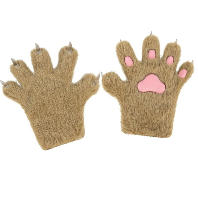 Guantes de pata de gatito, garras de peluche, accesorios para adultos, guantes de garra de gato para Caqui