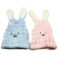 thumbnail image 1 of WORGEOUS 2 piezas lindas tapas de cabello seco oreja de conejo gorro de cabello absorbente de agua tapas de secado de cabello suministros de baño azul cielo y rosa, 1 of 8