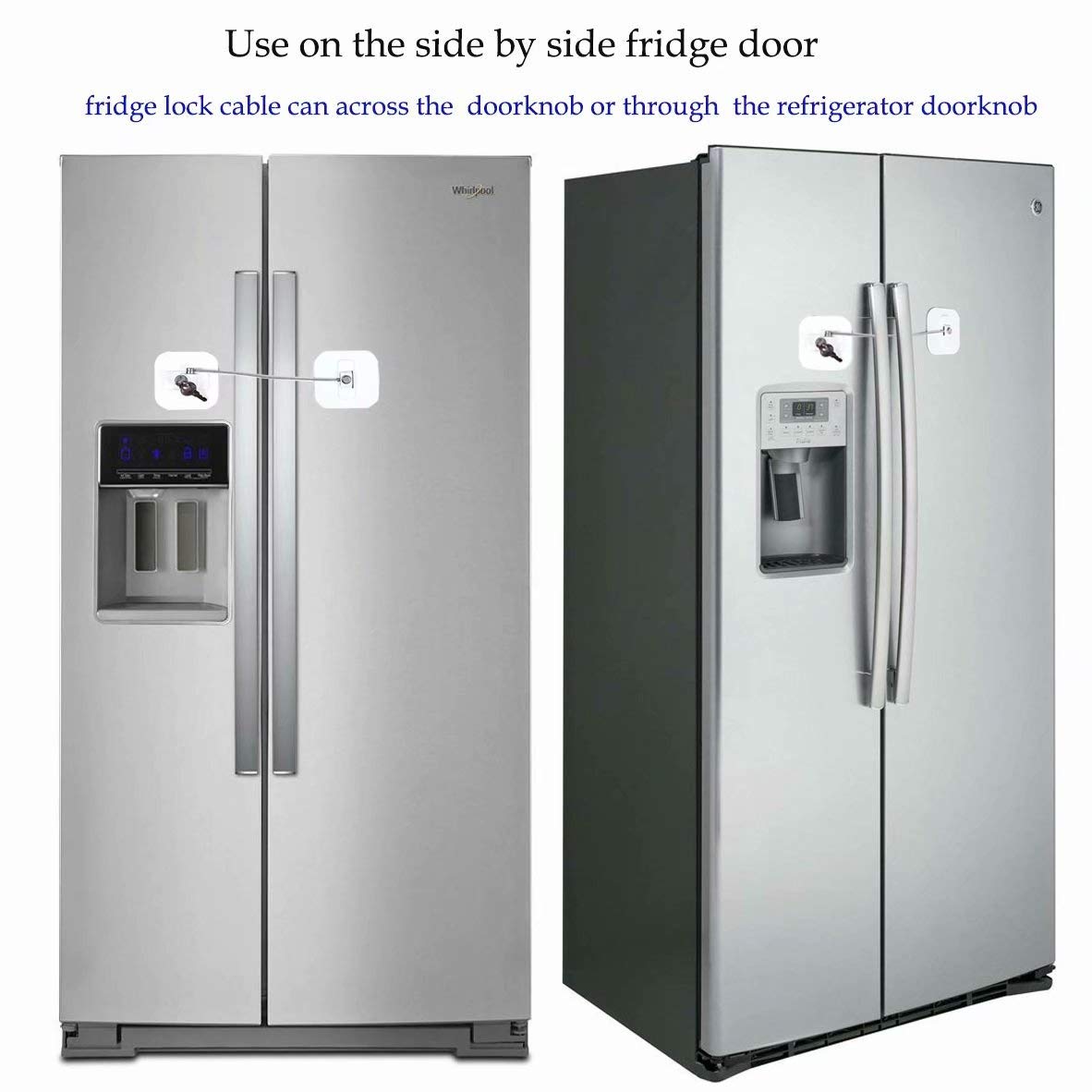 Locks for Refrigerator,2 Pack Fridge Lock with Keys,Lock for a Fridge(White Refrigerator Lock) - image 5 of 7