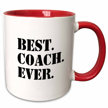 3dRose Best Coach Ever - Gifts for Sports Coaches - Life Coaches - or other types of coaches - black text - Two Tone Red Mug,