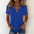 thumbnail image 2 of Edvintorg Womens Trendy Clothes Plus Size Lightweight Keyhole Neck Short Sleeve Cut Out Casual Shirts Women's Tops, Tees & Blouses Blue S, 2 of 6