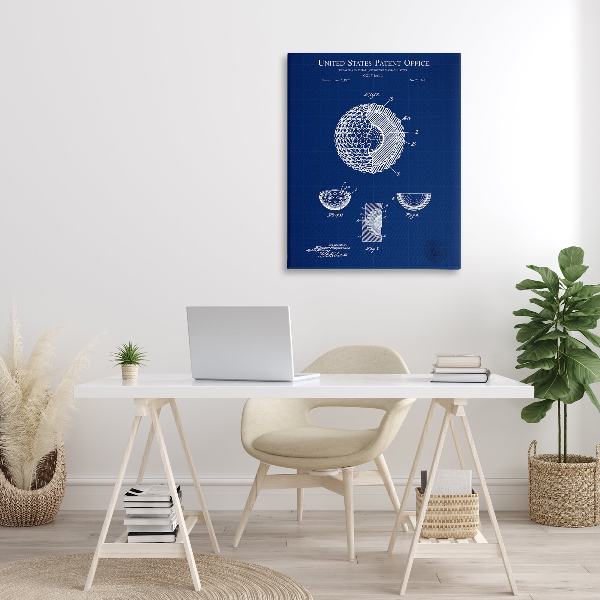 Stupell Industries Golf Ball Blueprint Sports Painting Gallery Wrapped Canvas Art Print Wall Art, 30 x 40