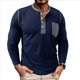 thumbnail image 1 of Camisetas Henley de Larga Raglán para Hombre, Informales, Ajustadas y A . Azul Real M, 1 of 6