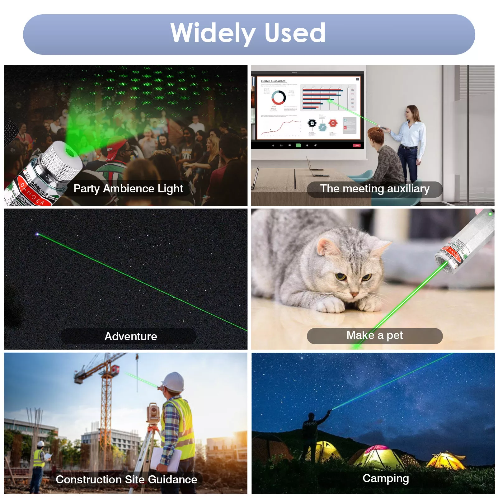 5000Miles Green Laser Pointer Pen Rechargeable Astronomy Visible Beam Star Light 2PK Black-White AND Red-Blue Color