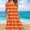 Orange, variant on Sakmal Summer Dresses for Women 2024 Trendy Long Crew Neck Blue Striped Tiered Loose Fit Short Sleeve with Pocket Sundress