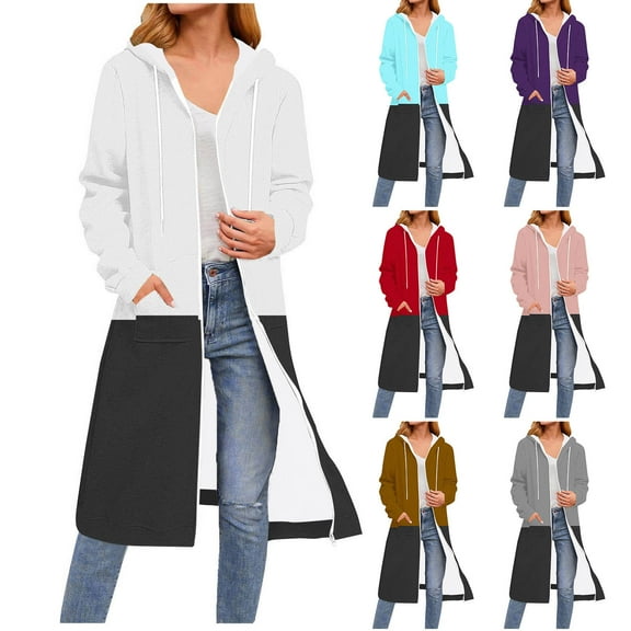 Ashirexll Womens Fleece Coats, Womens Winter Coats, Casual Fashion Printed Long Sleeve Hooded Zipper Drawstring Tops