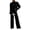 Black, variant on Womens Sweat Suits 2 Piece Set Comfort High Crew Neck Long Sleeve Sweatshirt Drawstring High Waist Wide Leg Pants Suit Lightweight Track Suits Casual Solid Color Lounge Sets M