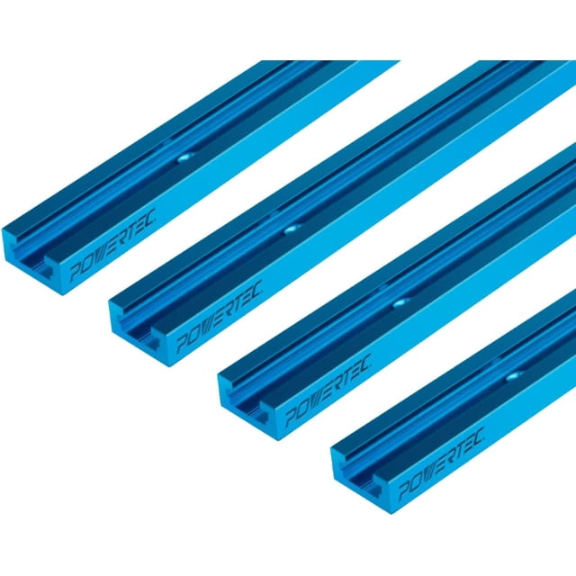 71371 24 Inch Double-Cut Profile Universal T-Track with Predrilled Mounting Holes, 4 PK, T Track for Woodworking Jigs and Fixtures, Drill Press Table, Router Table, Workbench