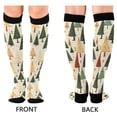 thumbnail image 2 of Haosy Compression Socks for Men Women Knee High Running Socks for Nurse Hiking Recovery Travel Athletic 2 Pairs Vintage Christmas Trees, 2 of 9