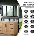 thumbnail image 5 of Cicero 60" Wood Vanity in Light Brown with White Composite Stone Top with Mirror, 5 of 13