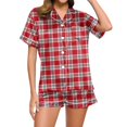 thumbnail image 6 of Dzrciro Pajamas for Women Set, Short Sleeve V Neck Button Down Tops with Pockets and Elastic High Waist Pants with Various Prints, Comfy Lightweight Everyday Sleepwear S-3XL, 6 of 8