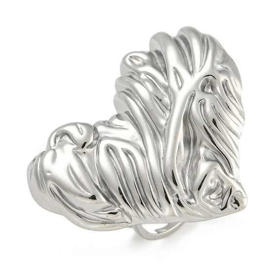 304 Stainless Steel Ring for Women Heart Stainless Steel color 27x32.5mm Size 6(16.5mm)
