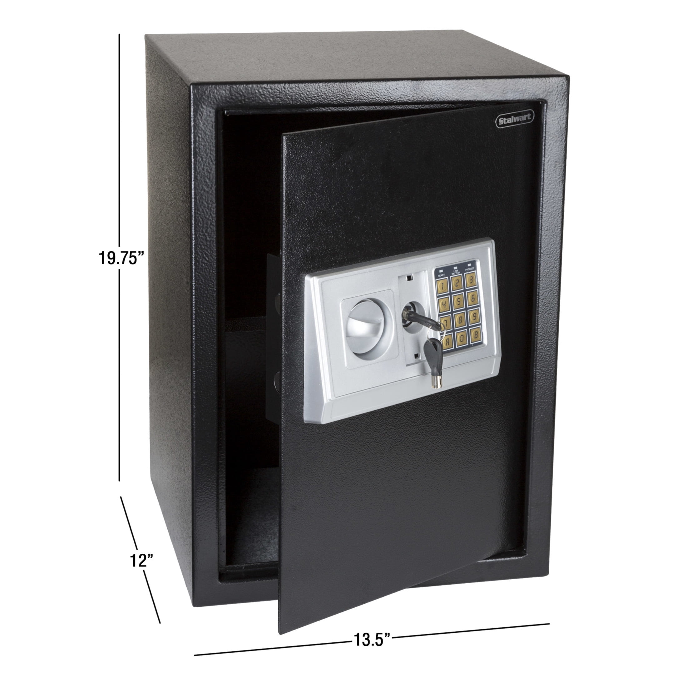 Stalwart Steel Digital Safe Box with Keypad and Manual Override Key, Black