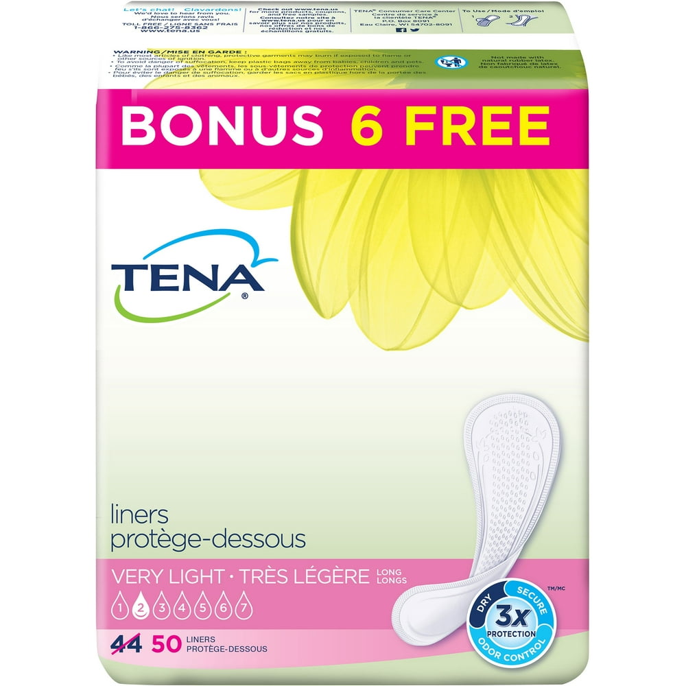 TENA Incontinence Liners for Women, Long, 50 Count 1 ea (Pack of 3