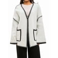 thumbnail image 3 of Women'S Trendy Casual Loose Oversized Color Block Long Sleeve Open Front Sweater Cardigan for Women White L, 3 of 10