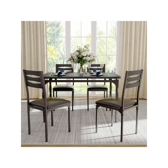 Studyset 5 Piece Dining Table Set,Industrial Style Kitchen Table Set For 4,Dining Table And Chairs With Rectangular Table & 4 Chairs,Table And 4 Chairs Set For Small Spaces Kitchen Apartment