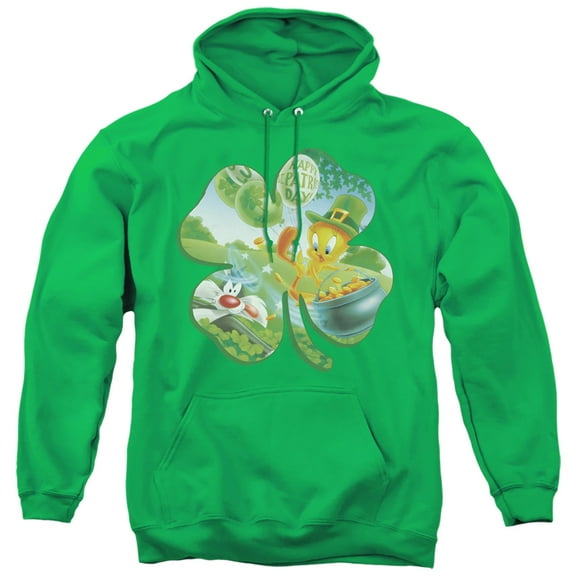Looney Tunes Tweety Shamrock Adult Pullover Hoodie Sweatshirt Kelly Green