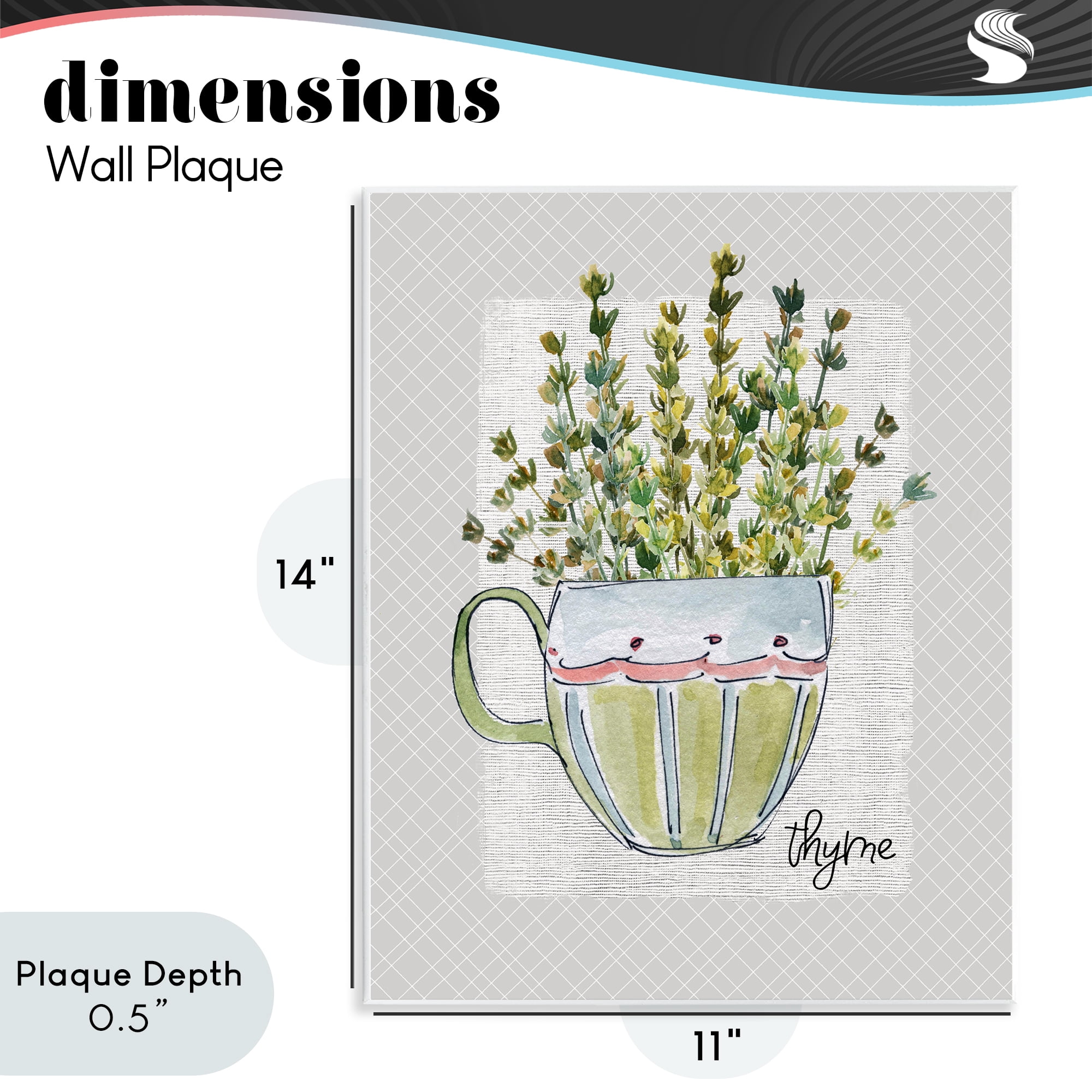 Stupell Industries Thyme Herb Mug Wall Plaque Art, design by Livi Finn