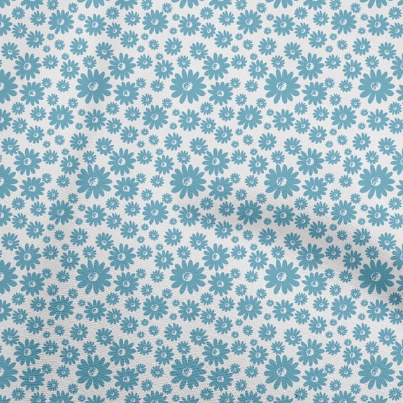 oneOone Polyester Spandex Turquoise Blue Fabric Floral Sewing Fabric By The Yard Printed Diy Clothing Sewing Supplies 56 Inch Wide