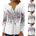 thumbnail image 2 of Utoimkio Women's V Neck Long Sleeve Tops Casual Floral Print T Shirts Basic Blouse Tees Loose Fit Lightweight Tunic Shirts, 2 of 5