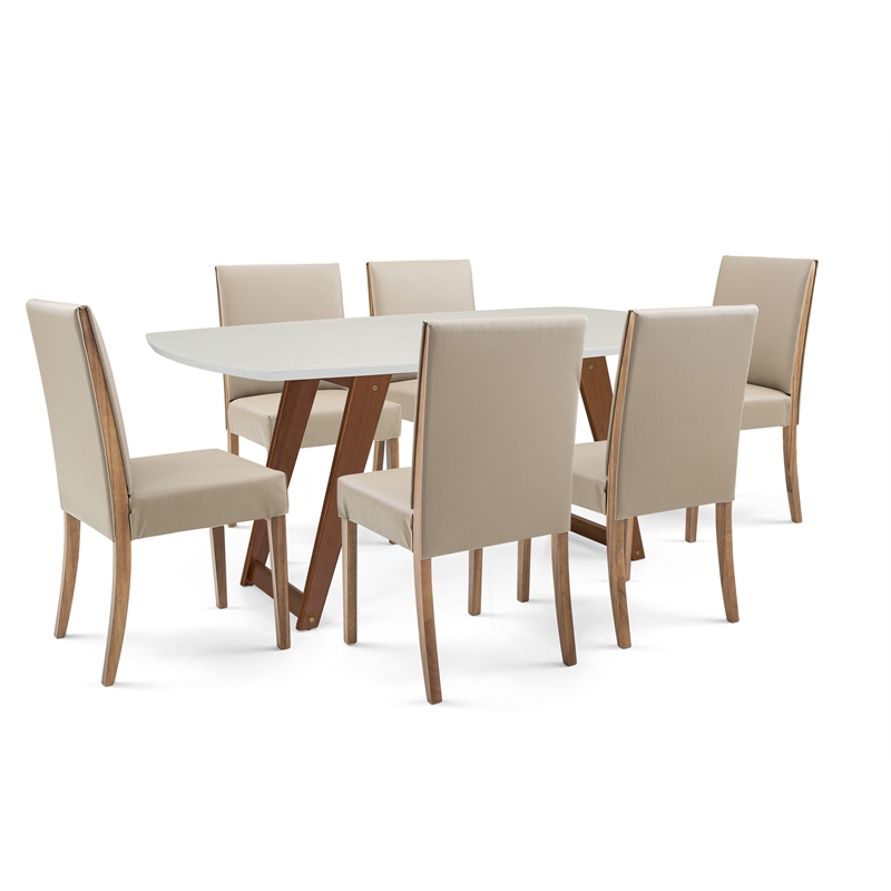 Herval 7 Piece Modern Wood Dining Set with Upholstered Dining Chairs in ...